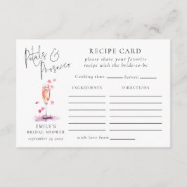 Petals und Prosecco-Rezept-Card-Brautparty Begleitkarte