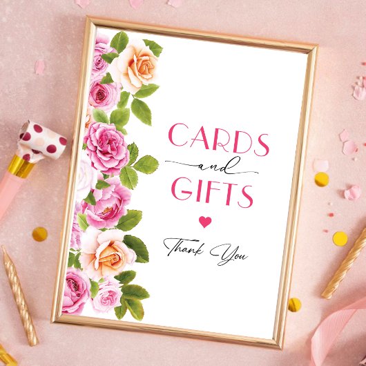 Petals und Prosecco rosa Blumenkarten und Geschenk Poster