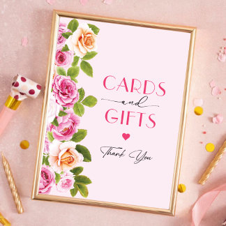 Petals und Prosecco rosa Blumenkarten und Geschenk Poster