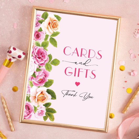 Petals und Prosecco rosa Blumenkarten und Geschenk Poster