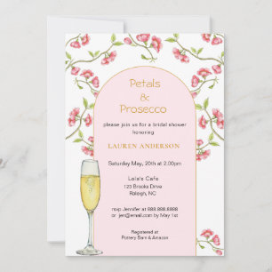 Petals und Prosecco Rosa & Gold Junggesellinnenabs Einladung