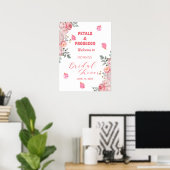 Petals und Prosecco Rose Brautparty Willkommen Poster (Heimbüro)
