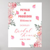 Petals und Prosecco Rose Brautparty Willkommen Poster (Vorne)