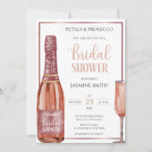 Petals und Prosecco Rose Gold Modernes Brautparty Einladung (Vorderseite)