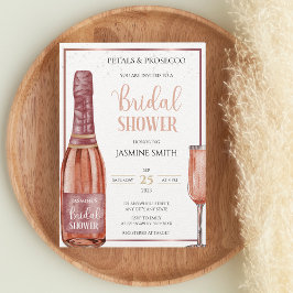 Petals und Prosecco Rose Gold Modernes Brautparty Einladung
