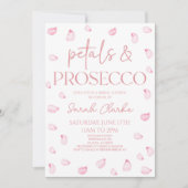 Petals und Prosecco Rosenblätter Brautparty Einladung (Vorderseite)