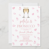 Petals und Prosecco Rosenblätter Brautparty Einladung (Vorderseite)