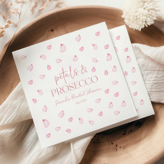 Petals und Prosecco Rosenblätter Brautparty Serviette