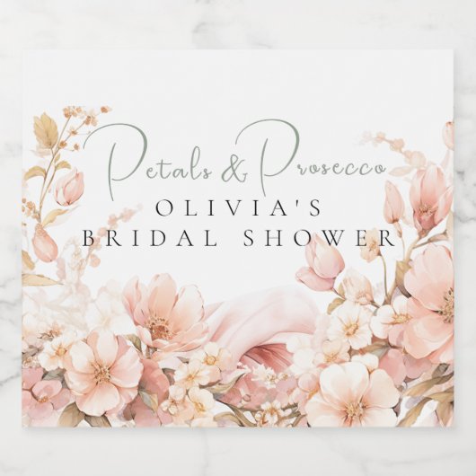 Petals und Prosecco Sparkling Wein Schaumweinetikett (Einzelnes Label)