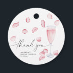 Petals und Prosecco - vielen Dank Brautparty Geschenkanhänger<br><div class="desc">Elegante Rose mit Champagnerglas und Text "Petals and Prosecco".</div>