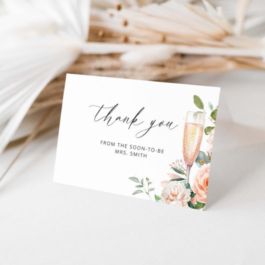 Petals und Prosecco Vielen Dank Karte
