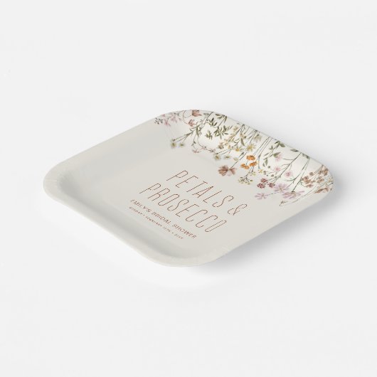 Petals und Prosecco-Wildblume Brautparty Pappteller (Gewinkelt)