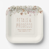 Petals und Prosecco-Wildblume Brautparty Pappteller (Vorderseite)