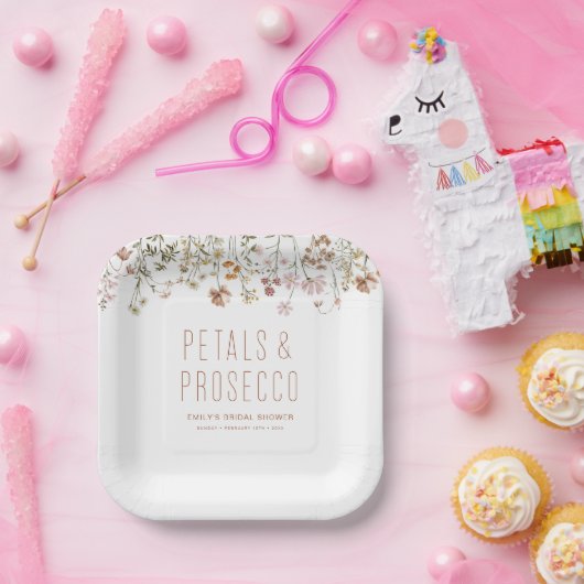 Petals und Prosecco-Wildblume Brautparty Pappteller (Party)