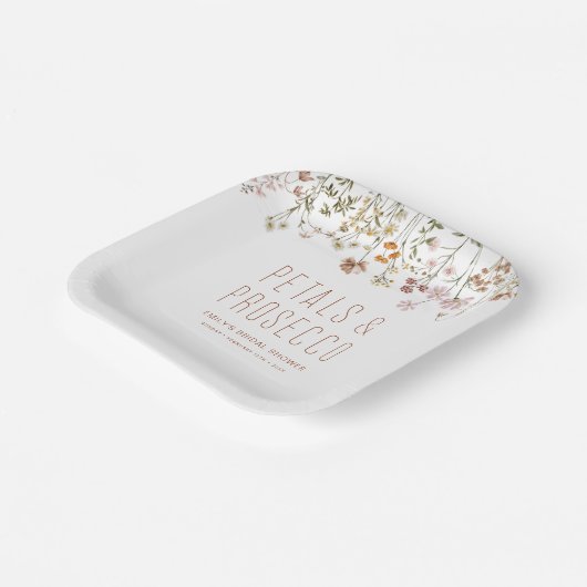 Petals und Prosecco-Wildblume Brautparty Pappteller (Gewinkelt)