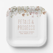 Petals und Prosecco-Wildblume Brautparty Pappteller (Vorderseite)