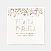 Petals und Prosecco-Wildblume Brautparty Serviette (Vorderseite)