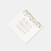 Petals und Prosecco-Wildblume Brautparty Serviette (Ecke)
