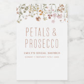 Petals und Prosecco-Wildblume Brautparty Weinetikett (Einzelnes Label)