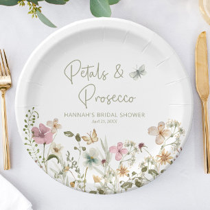 Petals und Prosecco Wildblumen-Brautjunggesellinne Pappteller