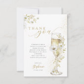 Petals und Prosecco-Wildblumen Brautparty Dankeskarte (Vorderseite)