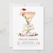 Petals und Prosecco-Wildblumen Brautparty Einladung (Vorderseite)