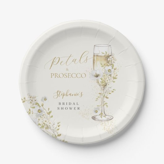 Petals und Prosecco-Wildblumen Brautparty Pappteller (Vorderseite)