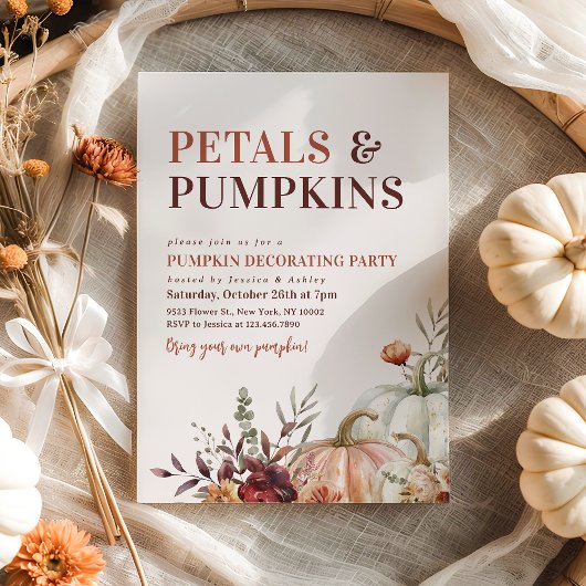 Petals und Pumpkins Fall Pumpkin Dekorieren Party Einladung