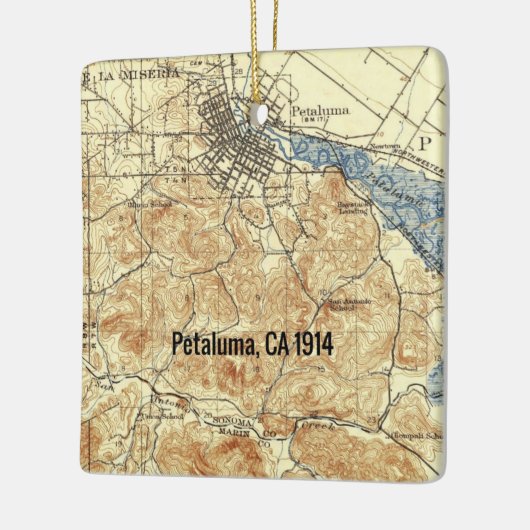 Petaluma CA Vintag Map Keramikornament (Links)