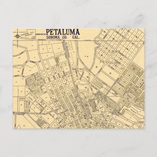 Petaluma CA Vintage Karte Postkarte (Vorderseite)