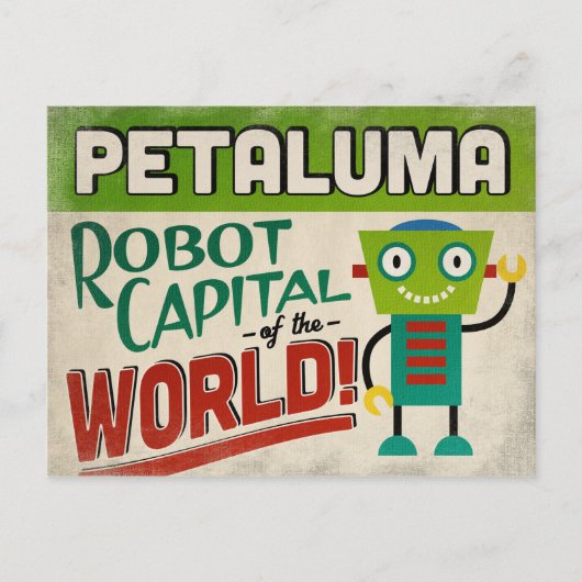 Petaluma California Robot - Funny Vintag Postkarte (Vorderseite)