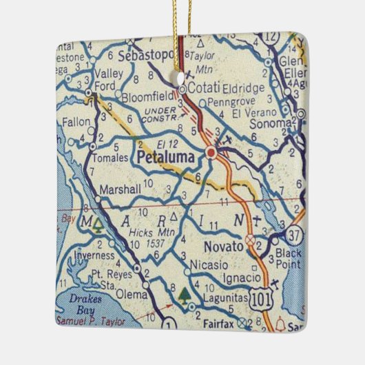 Petaluma Classic Map Keramikornament (Links)