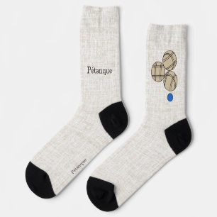 Pétanque, drei Kugeln auf einem beigen Leinendesig Socken
