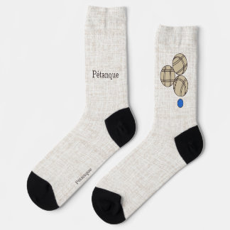 Pétanque, drei Kugeln auf einem beigen Leinendesig Socken