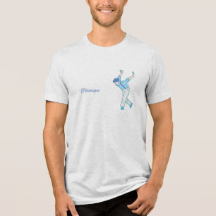 Pétanque, männlicher Boule-Spieler in Blau Tri-Blend Shirt