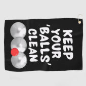 Pétanque Reinigungstuch in Schwarz Golfhandtuch (Horizontal)