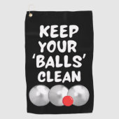 Pétanque Reinigungstuch in Schwarz Golfhandtuch (Vorderseite)