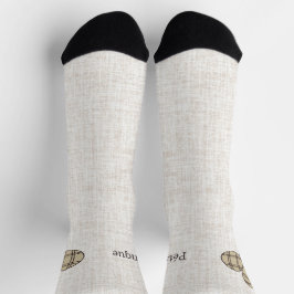 Pétanque, three balls on a beige linen design socken