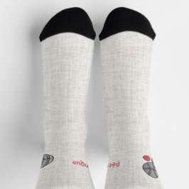 Pétanque, two balls, red on a beige linen design socken