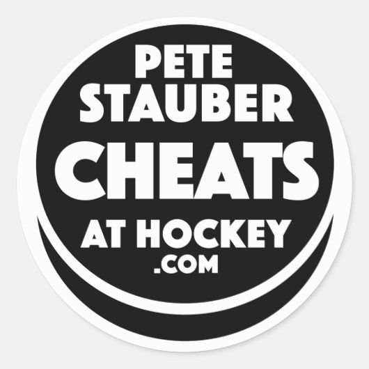 Pete Stauber Cheats At Hockey .com Stickers (Vorderseite)