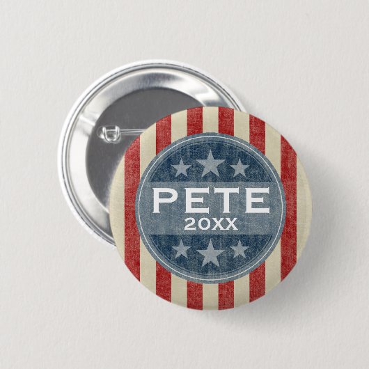 Pete - Vintage US Flagge Button (Vorne & Hinten)