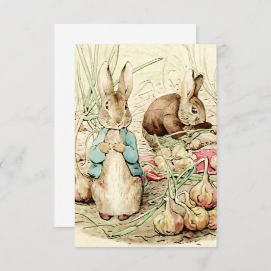 Peter and Benjamin Gather Onions by Beatrix Potter Dankeskarte (Vorne/Hinten)