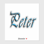 "Peter" Blaue Zahlen Peter Name, Aufkleber (Blatt)