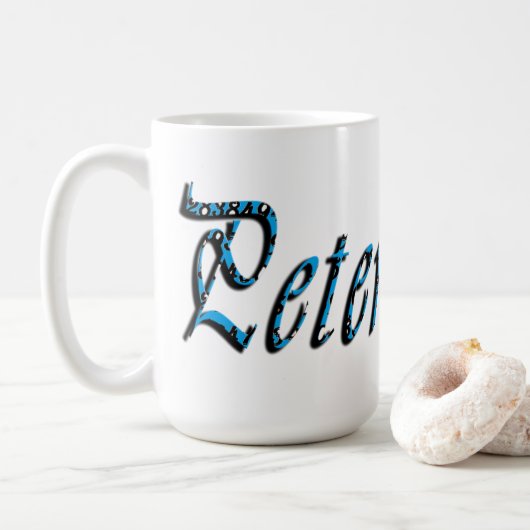"Peter" Blaue Zahlen Peter Name, Kaffeetasse (Mit Donut)