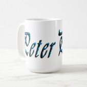 "Peter" Blaue Zahlen Peter Name, Kaffeetasse (Vorderseite Links)