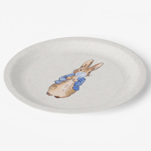 Peter Blows blauer Blasen-Kaugummi Pappteller (Schrägansicht)