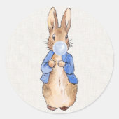 Peter Blows blauer Blasen-Kaugummi Runder Aufkleber (Vorderseite)