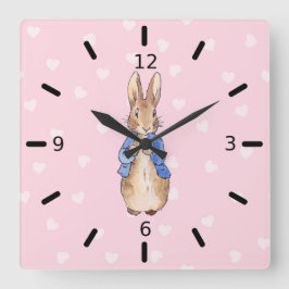 Peter das Herzmuster des Kaninchens Quadratische Wanduhr