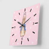 Peter das Herzmuster des Kaninchens Quadratische Wanduhr (Winkel)