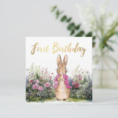 Peter das Kaninchen 1. Geburtstag Karte (Stehend Vorderseite)
